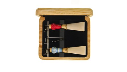 Top quality wooden bassoon reed case from EM for sale at Double Reed Ltd. This reed case features: space for three bassoon reeds, steel spring mechanism and foam insert to hold reeds securely in place, ventilation holes to allow reeds to dry, natural wood finish. The price of this bassoon reed case is £24.50
