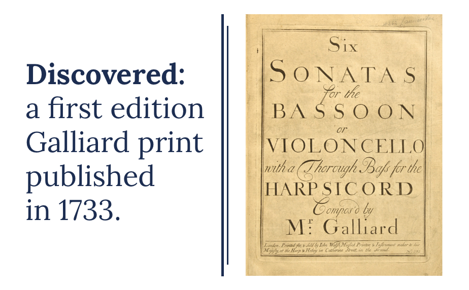Discovered: first edition Galliard print published in 1733